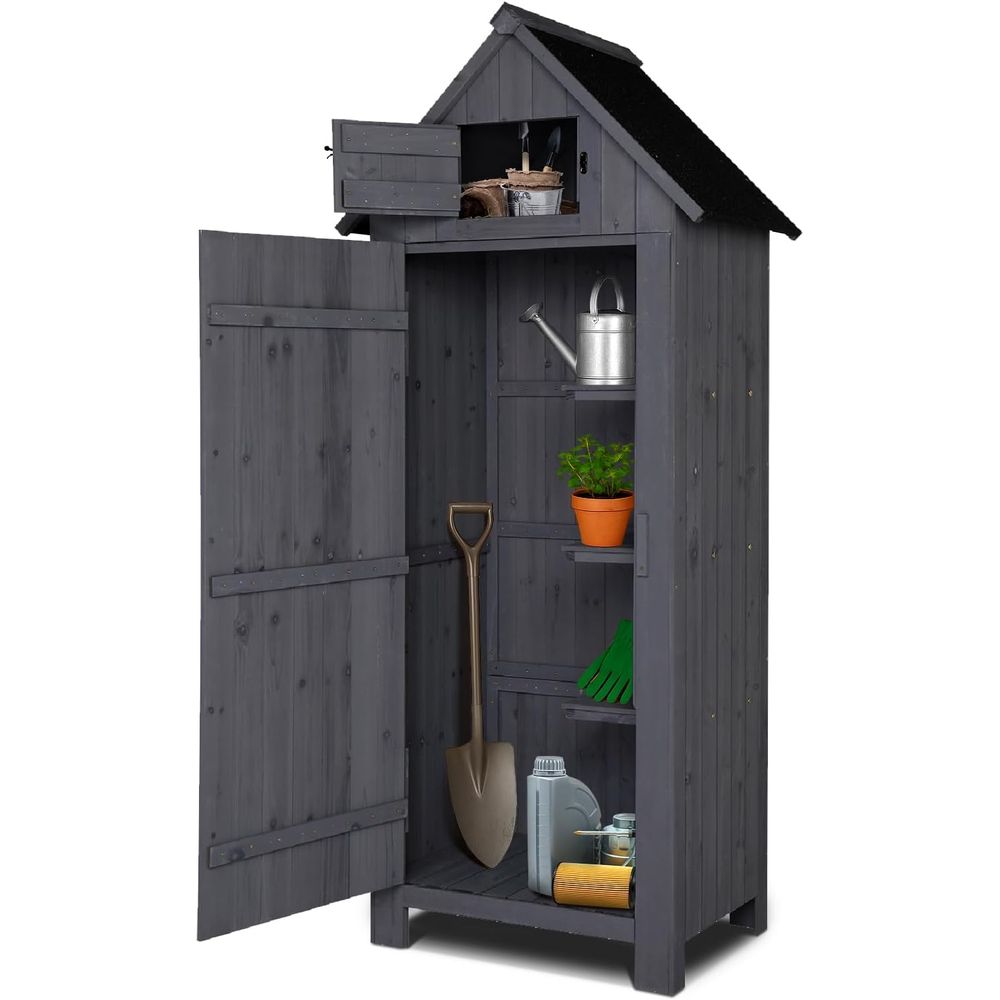 Outdoor Wooden Storage Shed, G - Gardening Tools Organizer 评论和价格