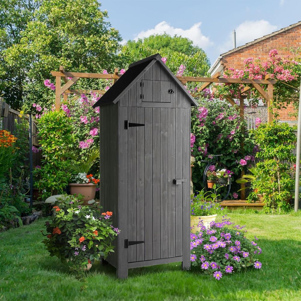 Outdoor Wooden Storage Shed, G - Gardening Tools Organizer 评论和价格