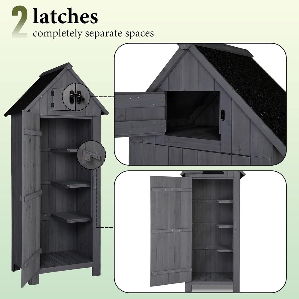 Outdoor Wooden Storage Shed, G - Gardening Tools Organizer 评论和价格