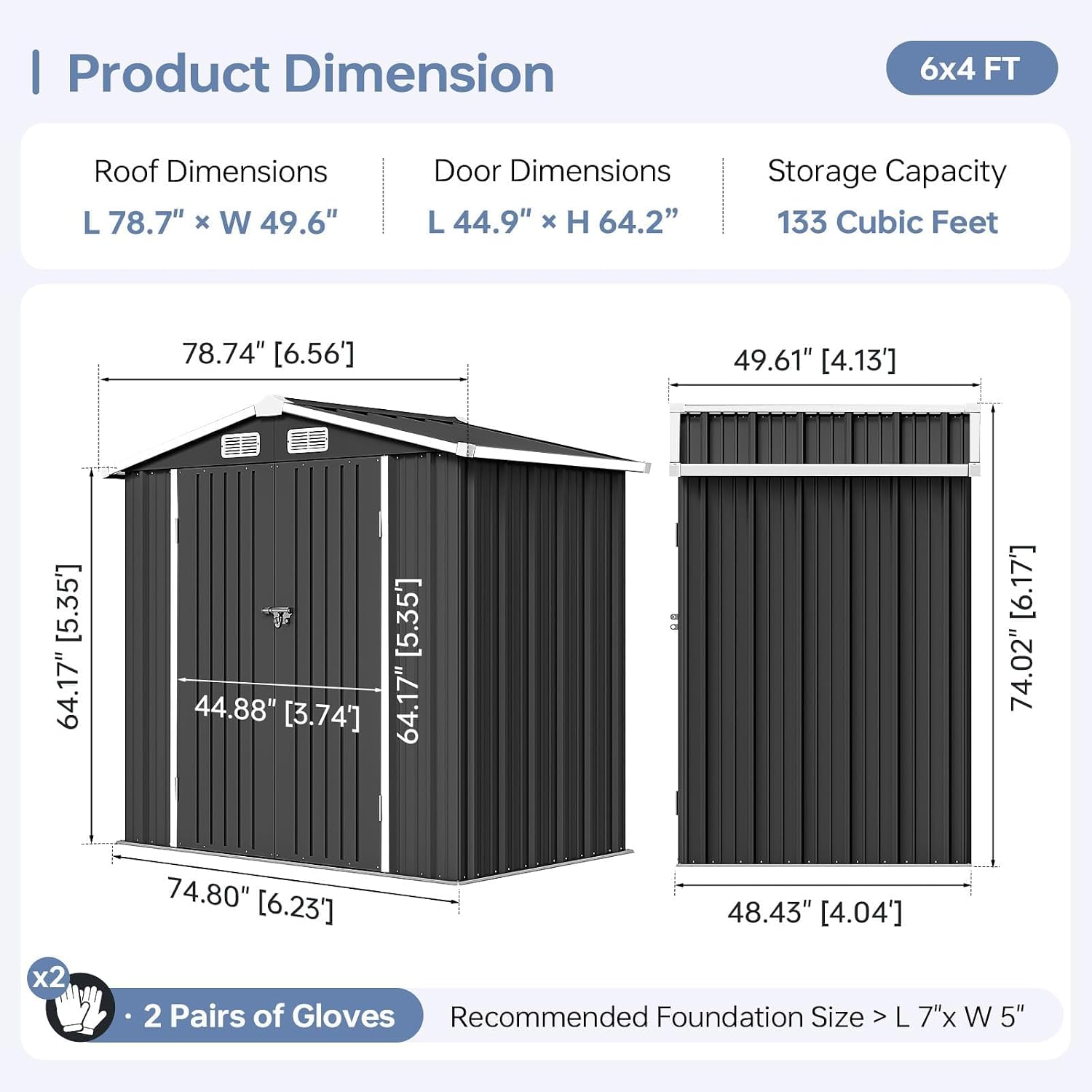 6x4FT Outdoor Storage Shed Wat - Gardening Tools Organizer 评论和价格